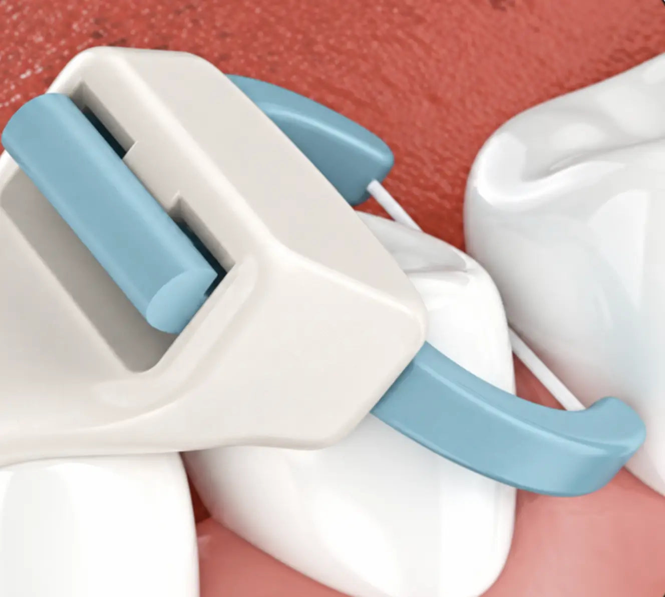 Close-up of the power button on the white handle
